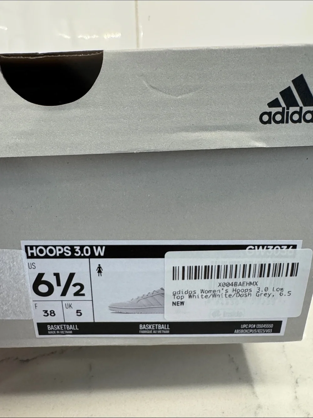 Adidas Hoops 3.0 Women’s All-White Basketball Sneakers Leather Lace Up